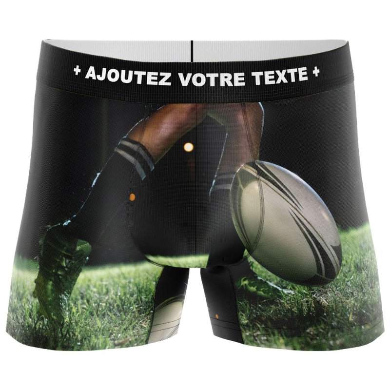 HERITAGE Boxer Homme Microfibre DROP RUGBY Vert Noir MADE IN FRANCE