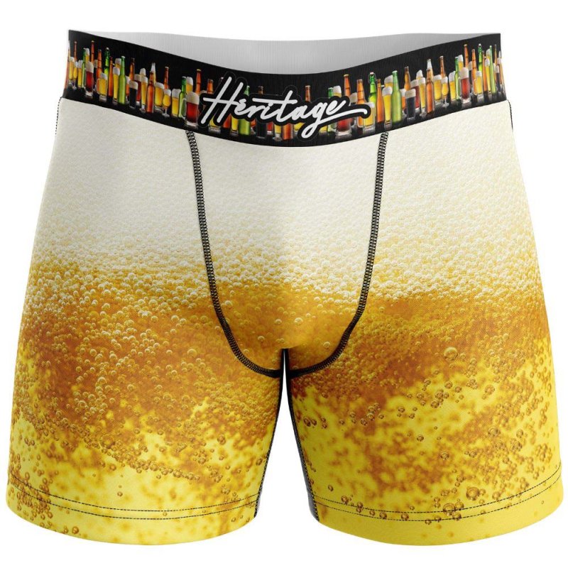 HERITAGE Men Long Microfiber Boxer INTERIOR PINT Yellow MADE IN FRANCE