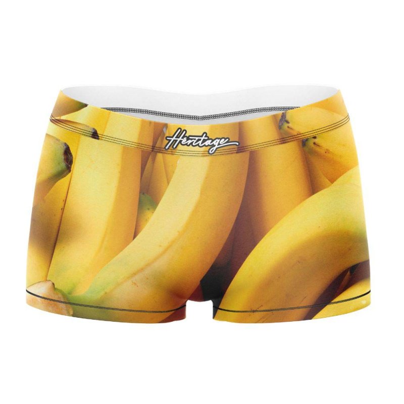 HERITAGE Girl Microfiber Banana Print Boxer Yellow MADE IN FRANCE