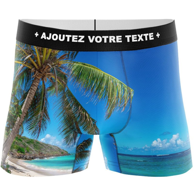 HERITAGE Boxer Homme Microfibre PLAGE CARAIBES Bleu