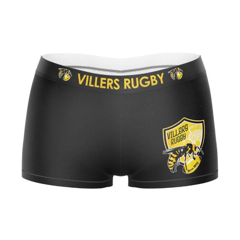 HERITAGE Girl Microfiber Boxer VILLERS RUGBY Black MADE IN FRANCE