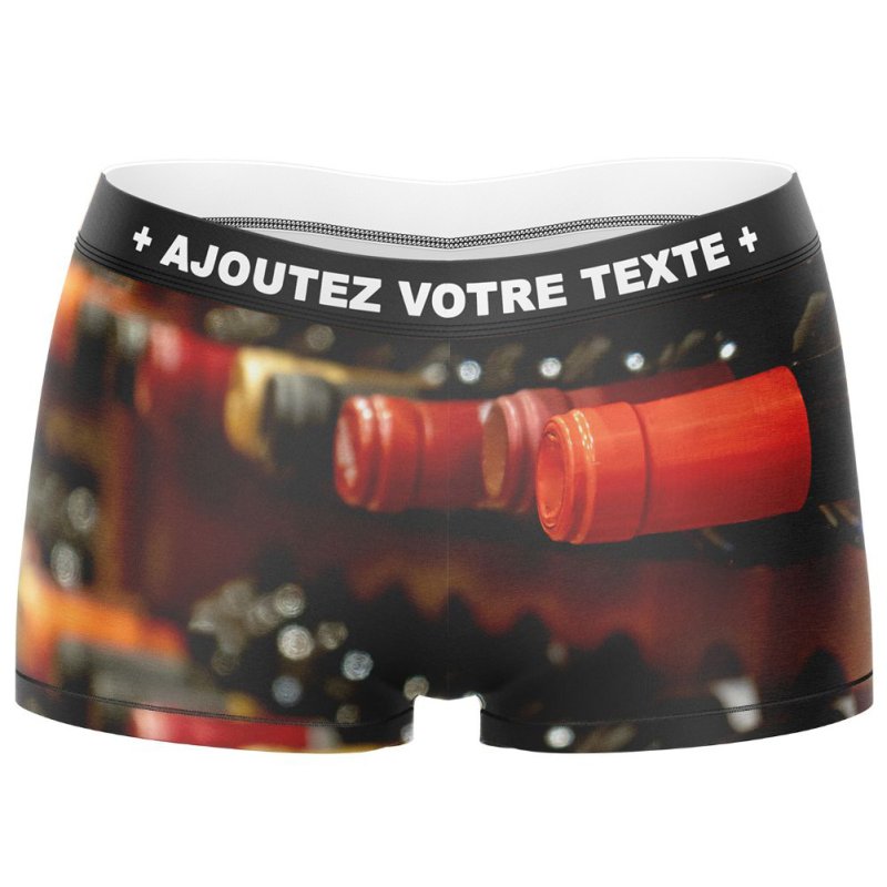 HERITAGE Women Microfiber Boxer BOUTEILLES VIN COUCHEES Brown Red MADE IN FRANCE