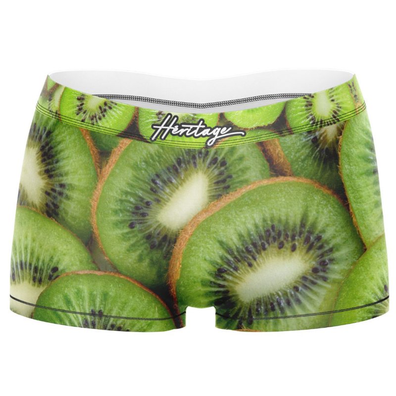 HERITAGE Women Microfiber Boxer KIWIS Green MADE IN FRANCE