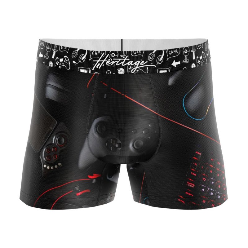 HERITAGE Boy Microfiber Boxer KIT GAMER Black MADE IN FRANCE