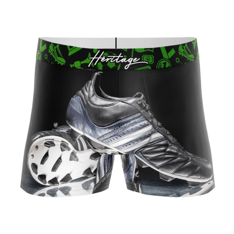 HERITAGE Boy Microfiber Boxer CRAMPONS FOOTBALL Black MADE IN FRANCE
